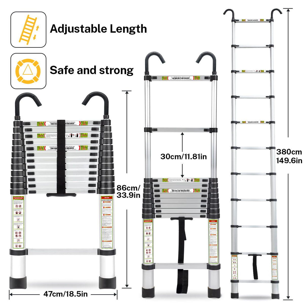 12.5 FT Aluminum Telescoping Ladder J17460