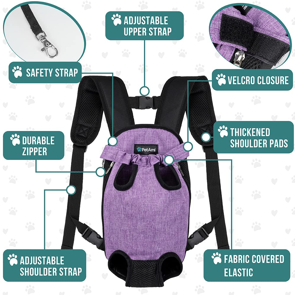 Adjustable Ventilated Dog Carrier Backpack, Medium, 9-13 lbs, Purple Z410