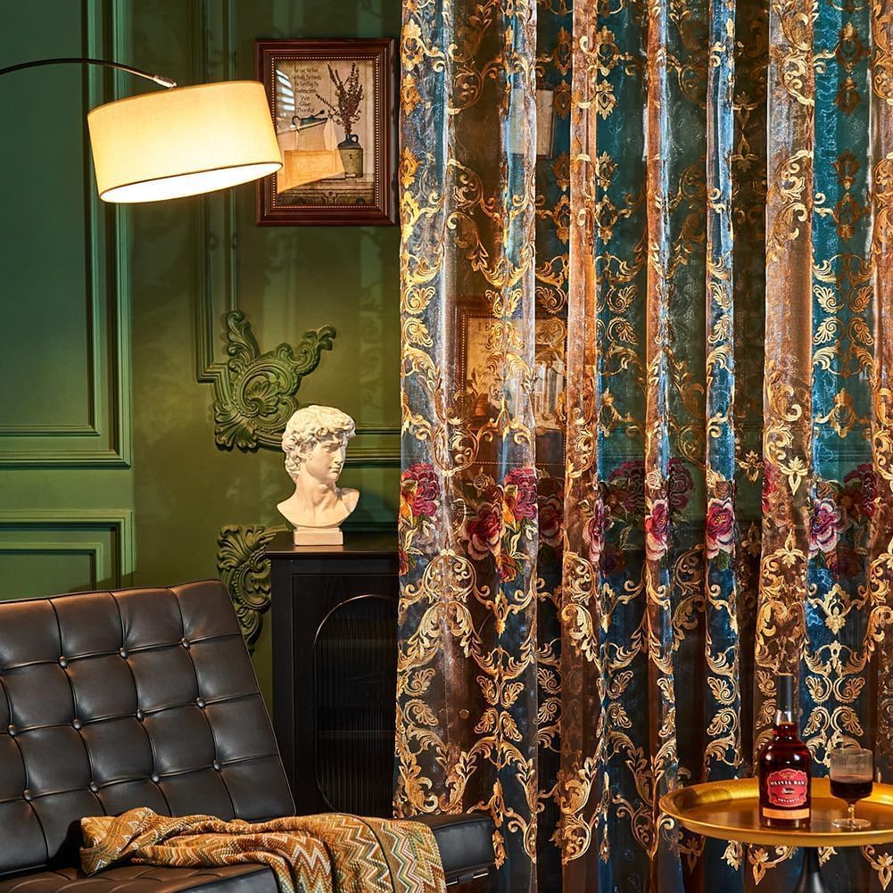 Embroidered Sheer Curtains with Floral Patterns 100"W x 84"L K87171