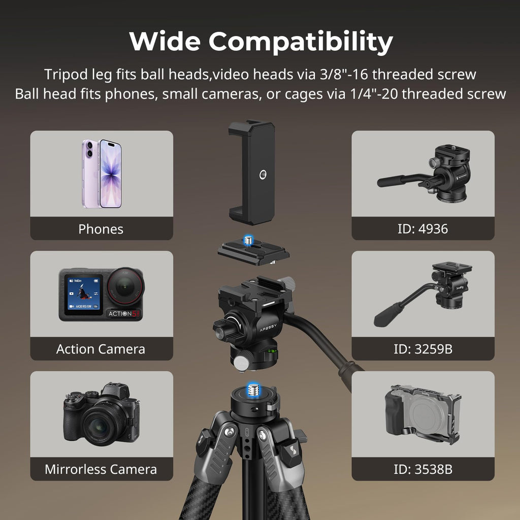 Carbon Fiber Video Tripod with Fluid Head N671