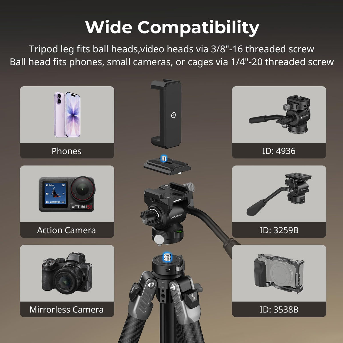 Carbon Fiber Video Tripod with Fluid Head N671