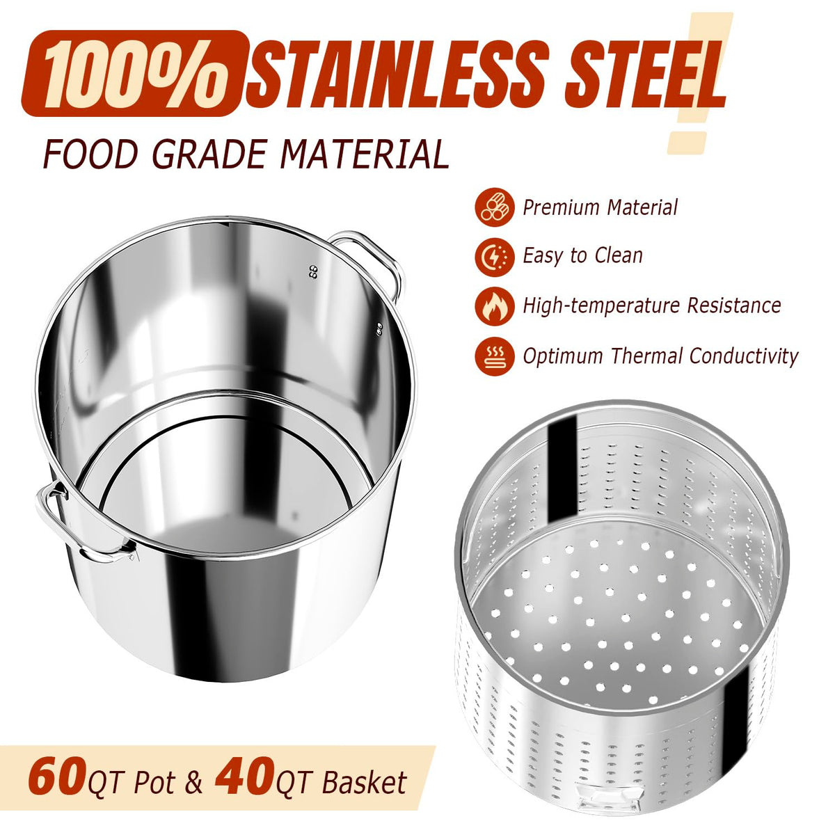 60QT Stainless Steel Stock Pot L1828