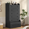 6 Drawer Tall Black Dresser A975