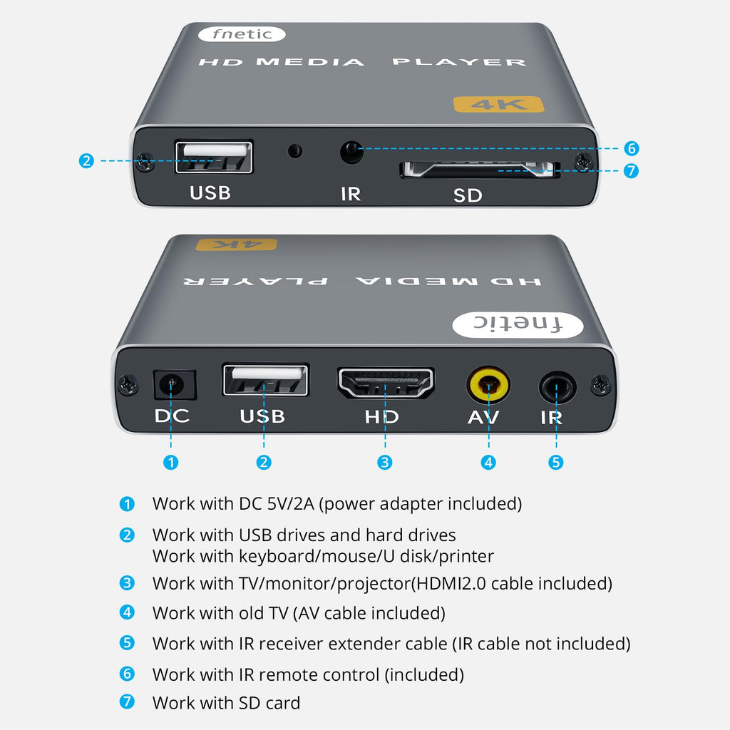 4K Full-HD Media Player with USB/SD Card Slot B112