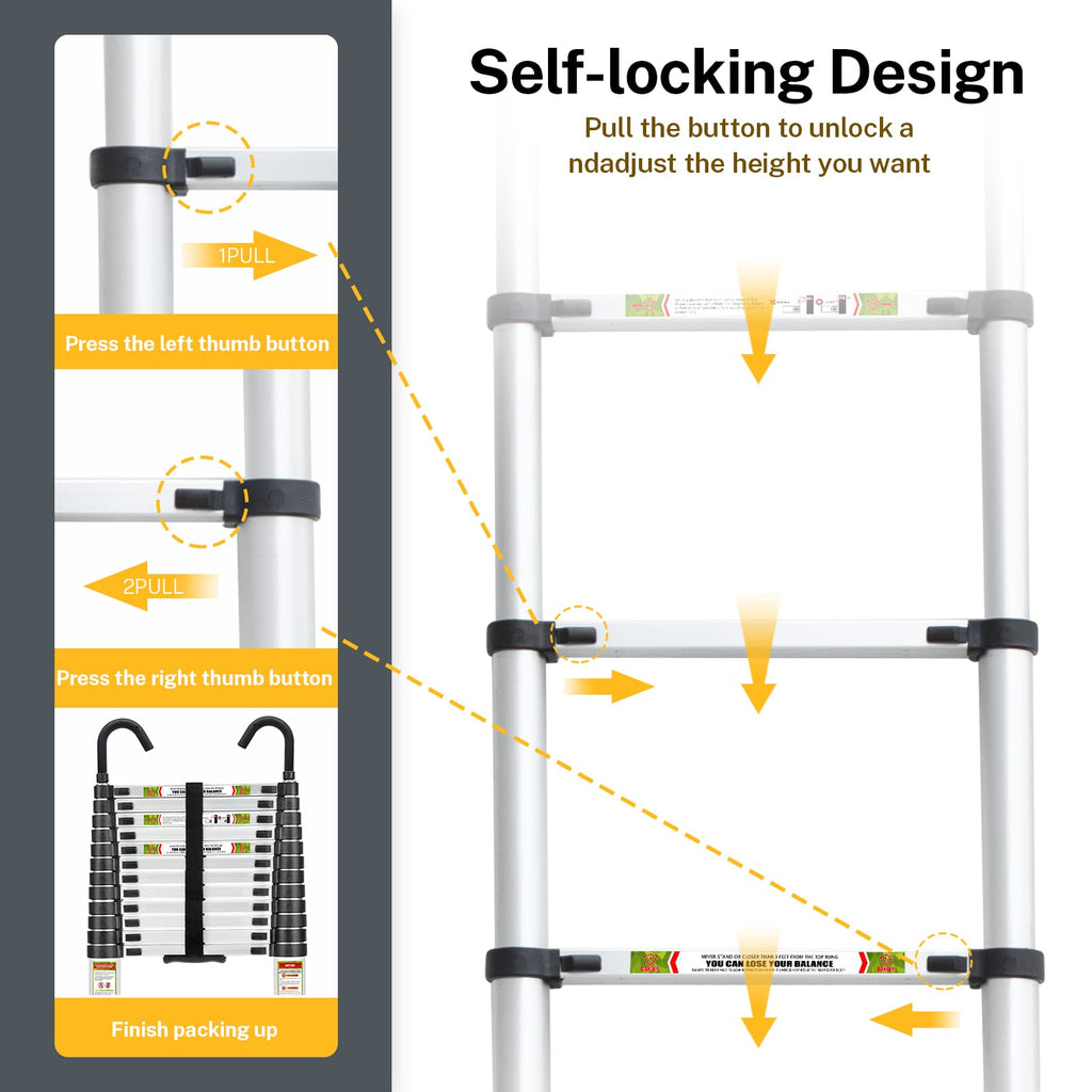 12.5 FT Aluminum Telescoping Ladder J17460