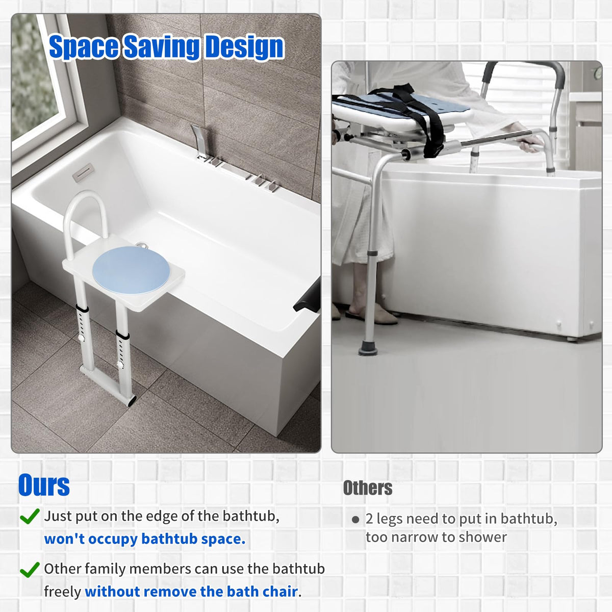 Heavy Duty Height Adjustable Shower Transfer Chair with Handrail N290