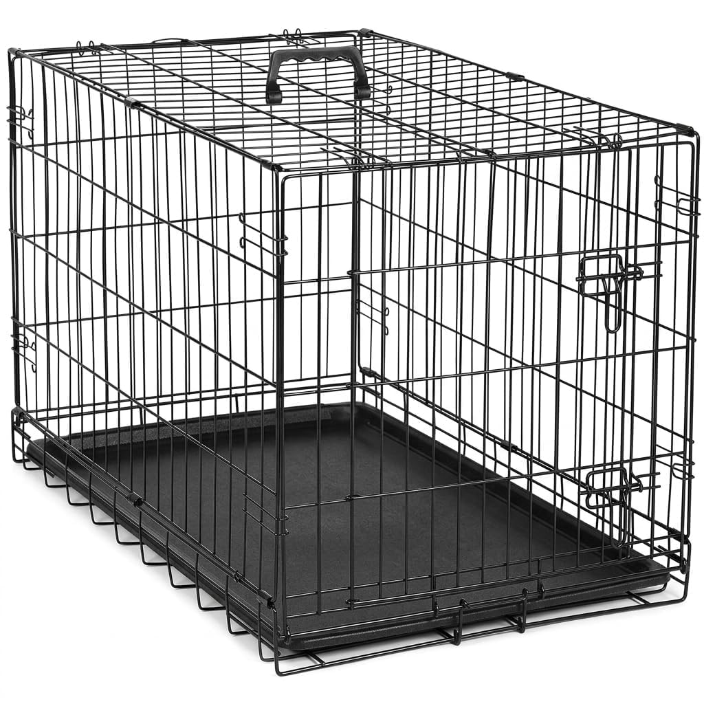48 Inch Heavy Duty Folding Metal Wire Dog Crate with Double Doors Y21410