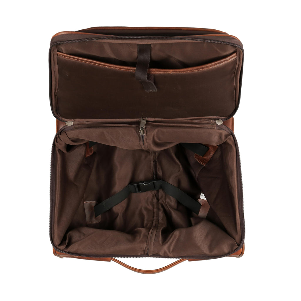Leather Rolling Briefcase with Trolley Handle I703