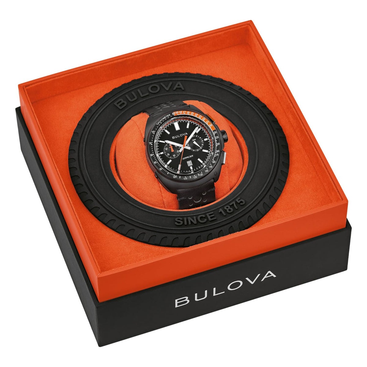 Black Leather Chronograph Watch 42mm X360