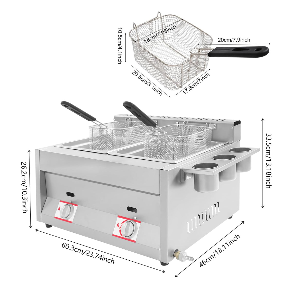 Stainless Steel Countertop Gas Deep Fryer with Basket Z4546
