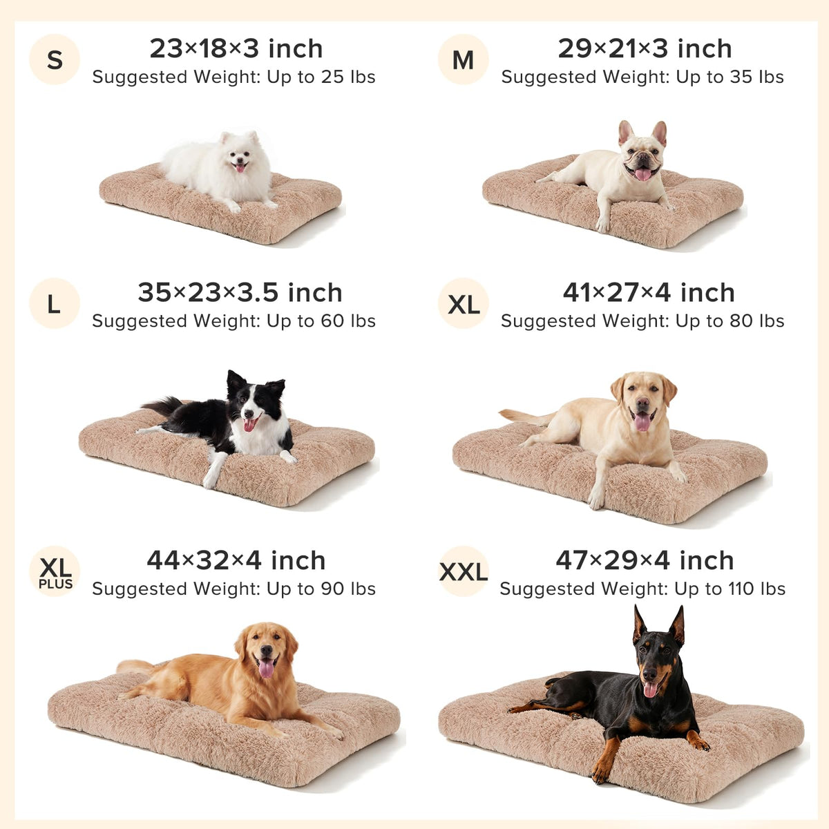 Large Washable Plush Dog Bed Crate Pad Z4358