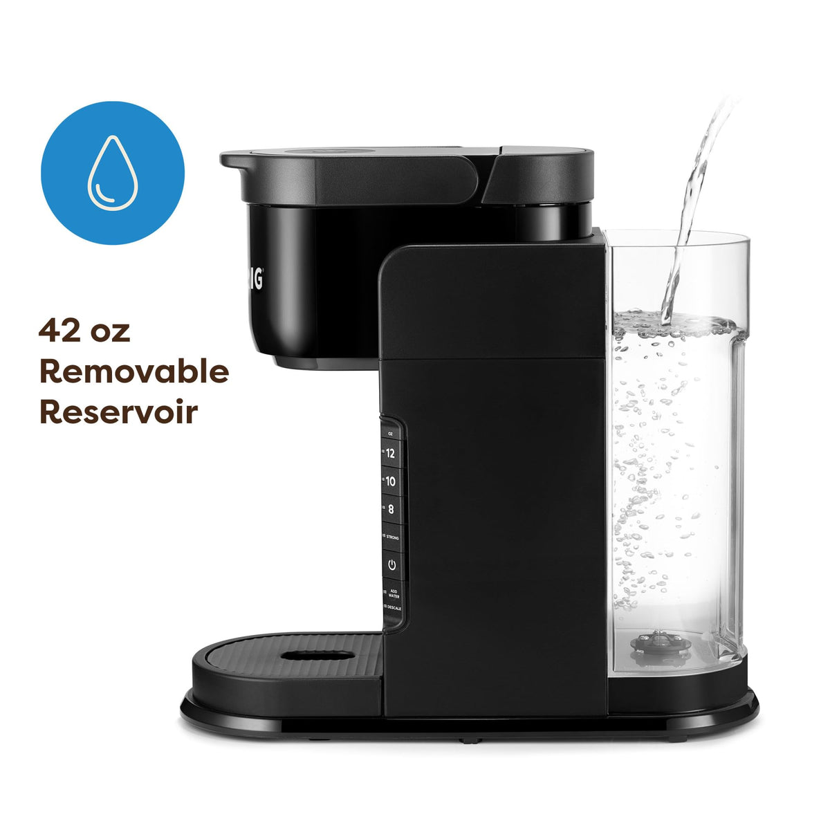 Single Serve K-Cup Pod Coffee Maker, 3 Brew Sizes, Black D5782