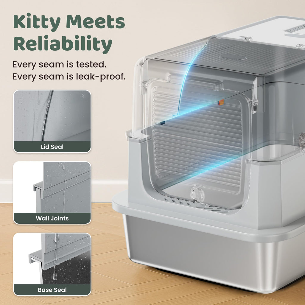 XL Stainless Steel Enclosed Litter Box with Lid J986267