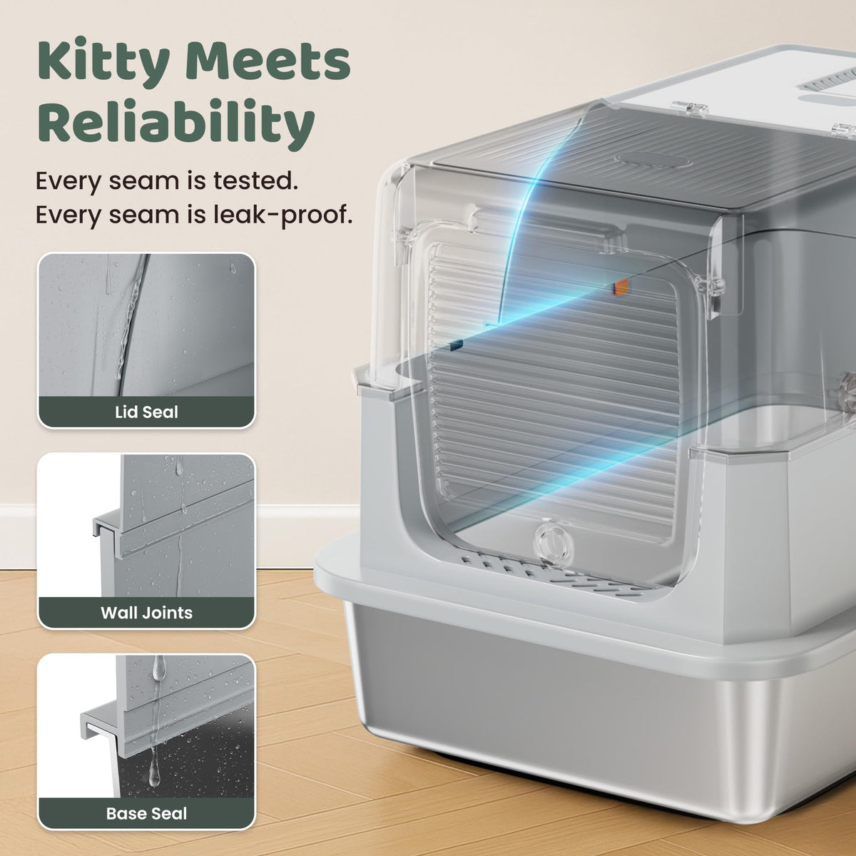 XL Stainless Steel Enclosed Litter Box with Lid J986267