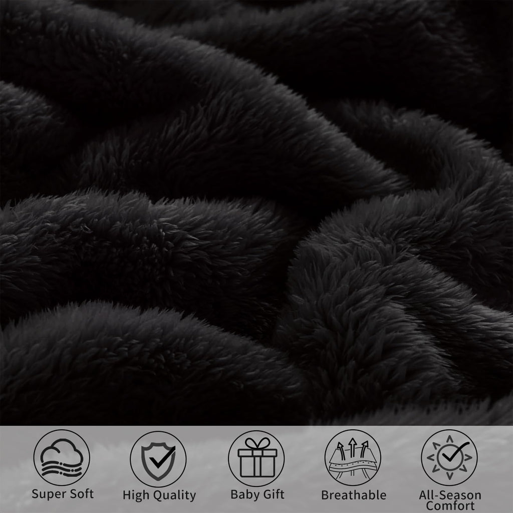 Fleece Baby Blanket with Satin Trim Black 30''x40'' X1585