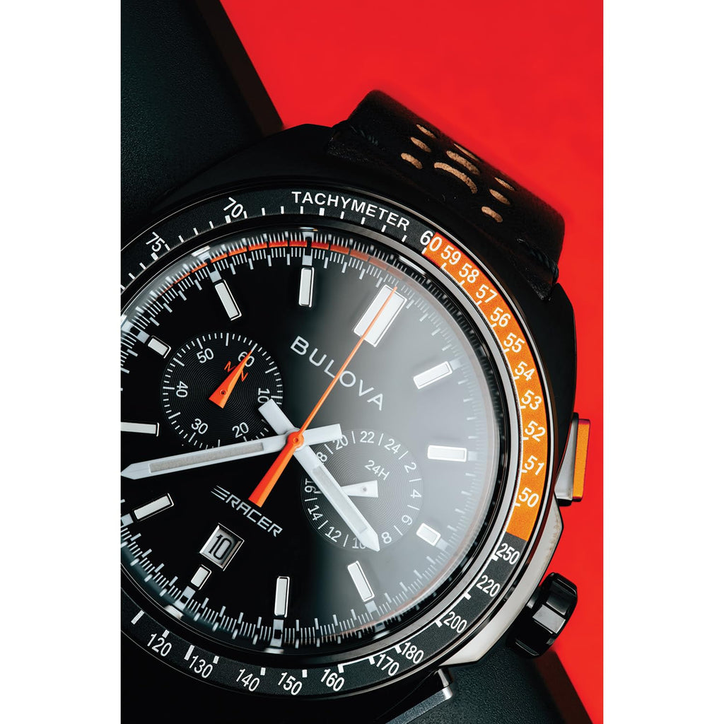 Black Leather Chronograph Watch 42mm X360