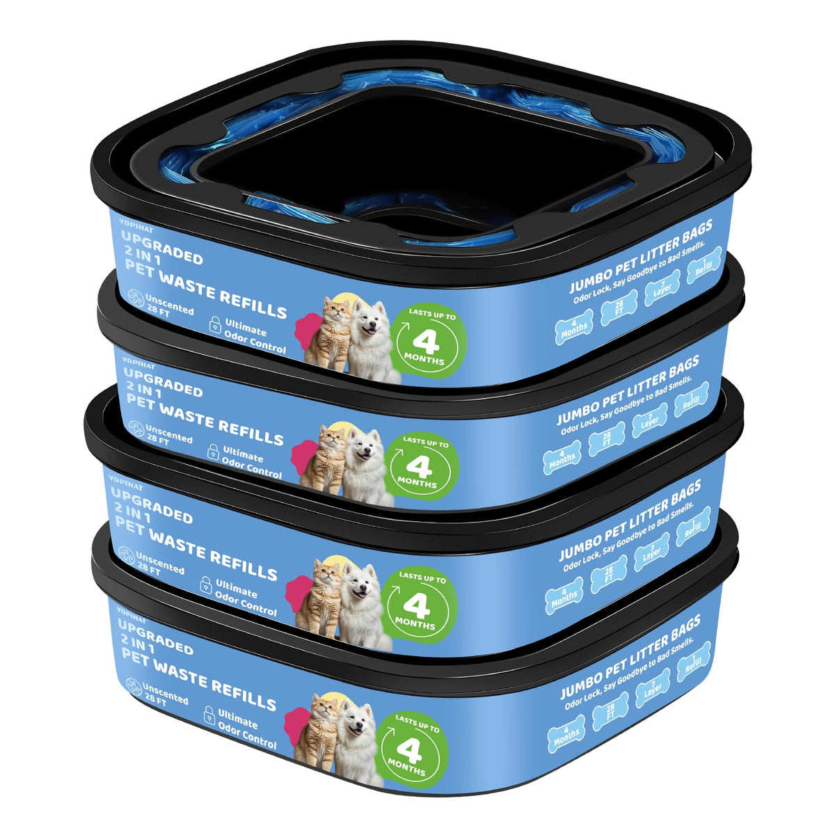Dog Cat Poop Litter Bags 4 Pack Refill Bags E350431