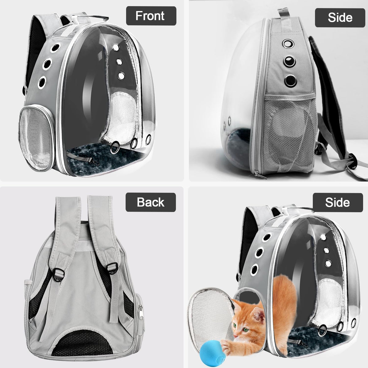 Grey Ventilated Cat Backpack Carrier Y669