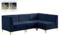 Navy Velvet Modular Sectional with Deep Channel Tufting B464
