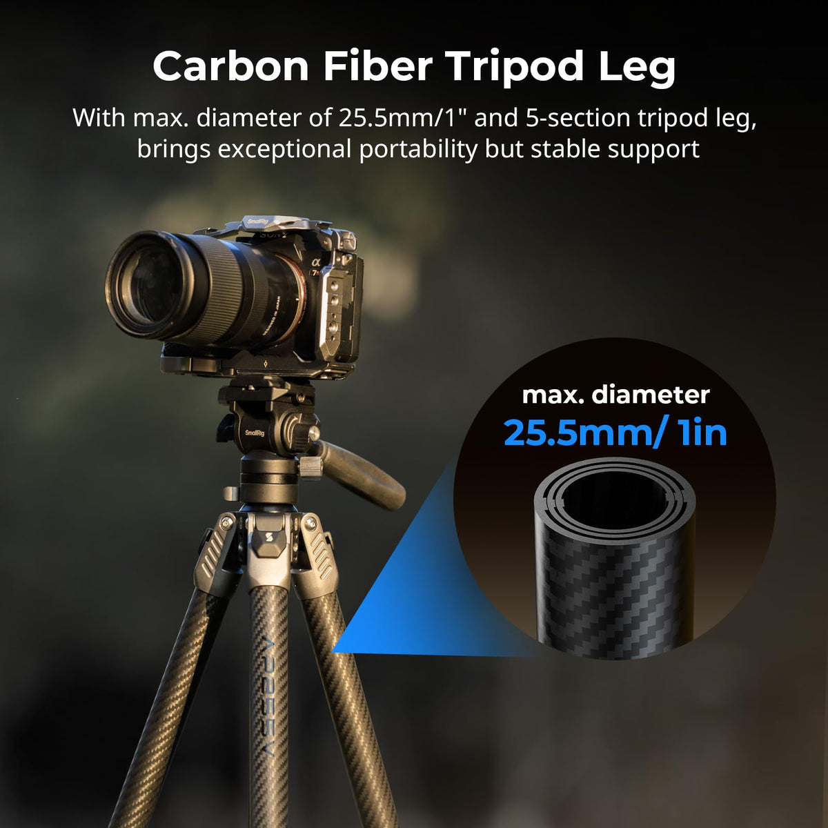 Carbon Fiber Video Tripod with Fluid Head N671