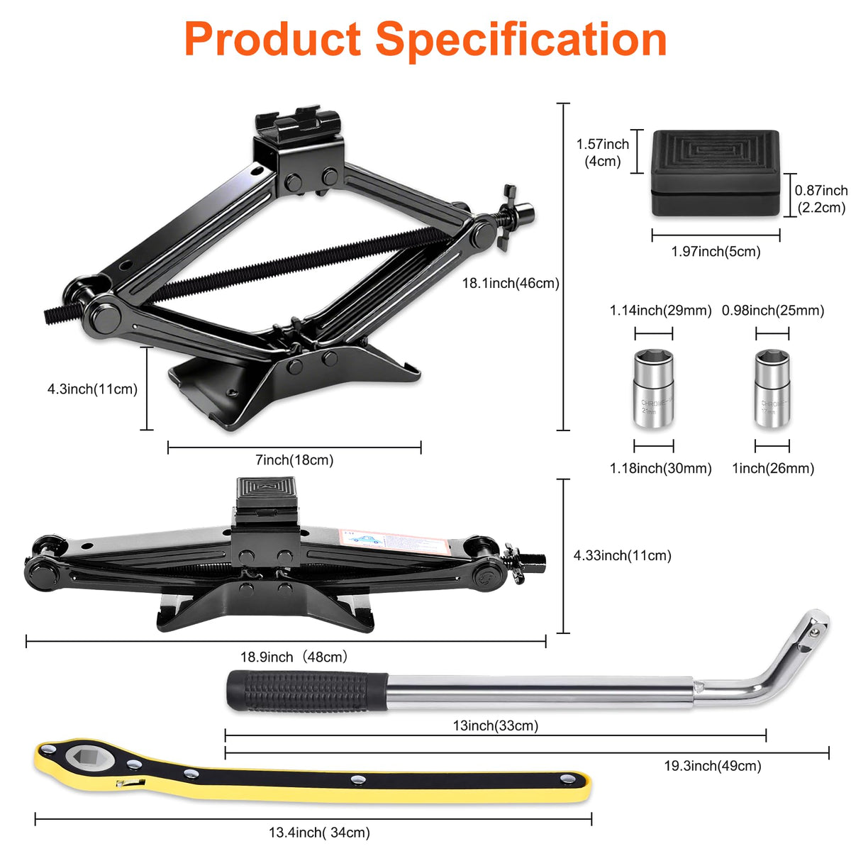3T Scissor Jack Car Tire Changing Kit W573