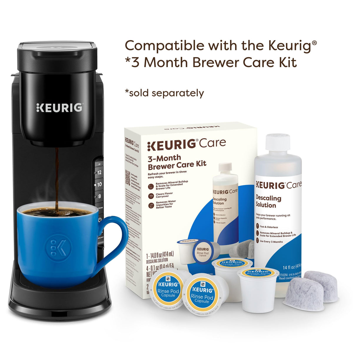 Single Serve K-Cup Pod Coffee Maker, 3 Brew Sizes, Black D5782