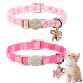 Pink Breakaway Cat Collar with Bell, Bow and Flower Pendant D24455