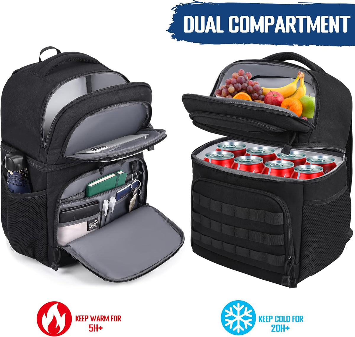 Black Insulated Leakproof Lunch Backpack X54422