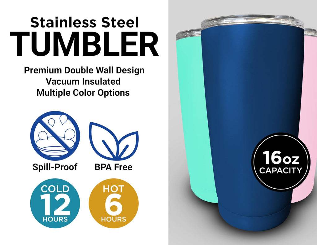 16 oz Insulated Stainless Steel Tumblers 2 Pack Black J675