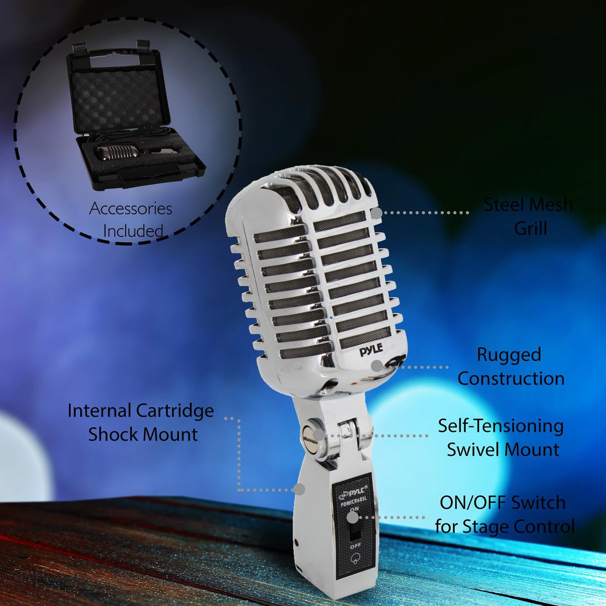 Silver Retro Dynamic Vocal Microphone H303