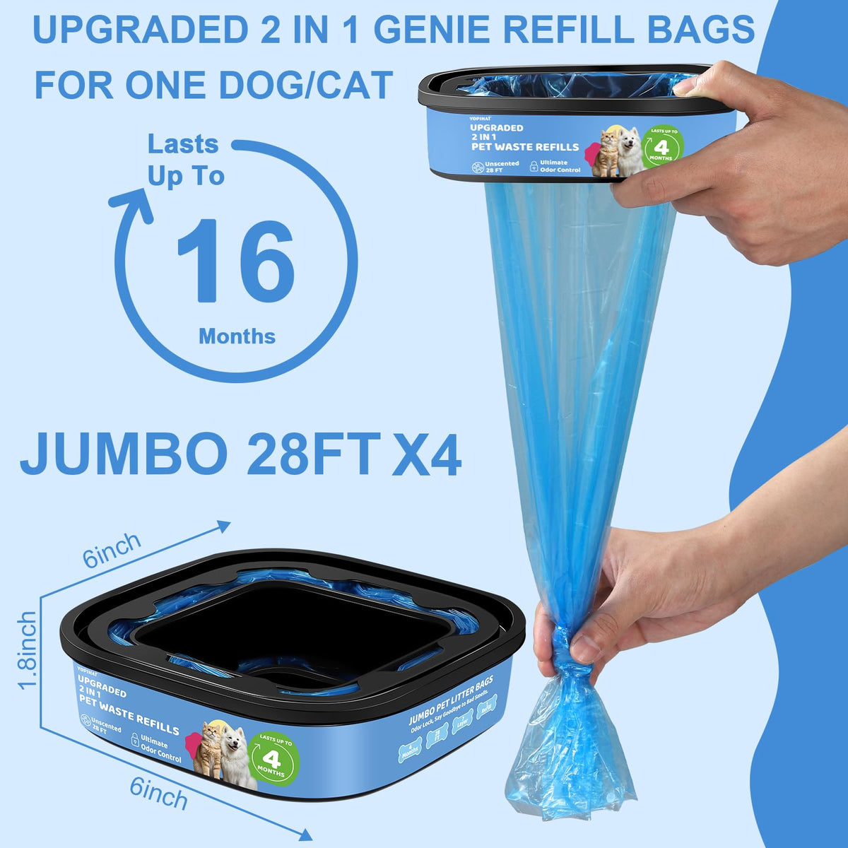 Dog Cat Poop Litter Bags 4 Pack Refill Bags E350431