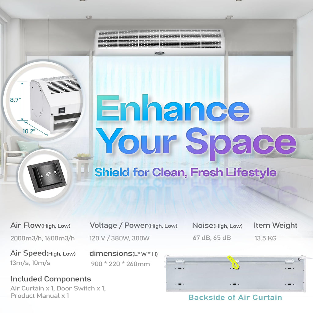 36 Inch White Wall Mounted Air Curtains X642564