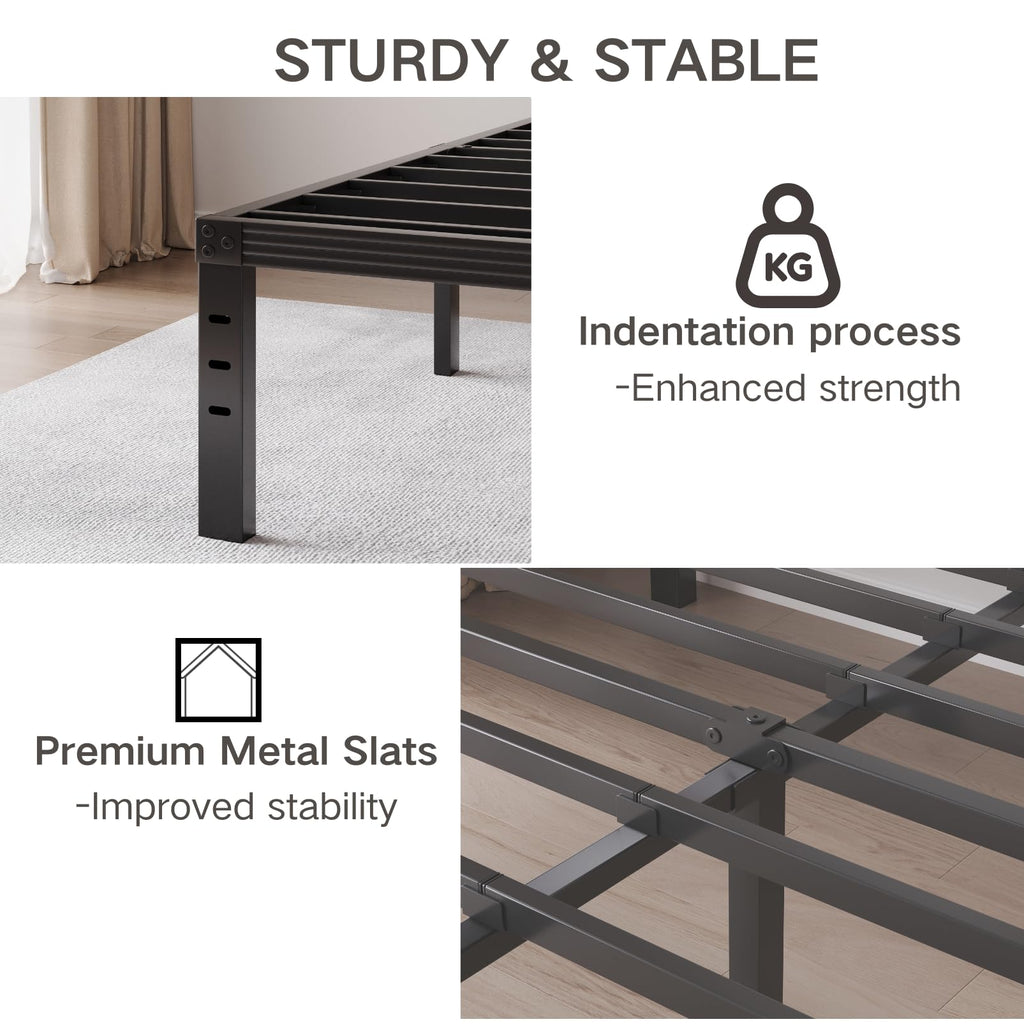 Black 18" Metal Queen Bed Frame K4141