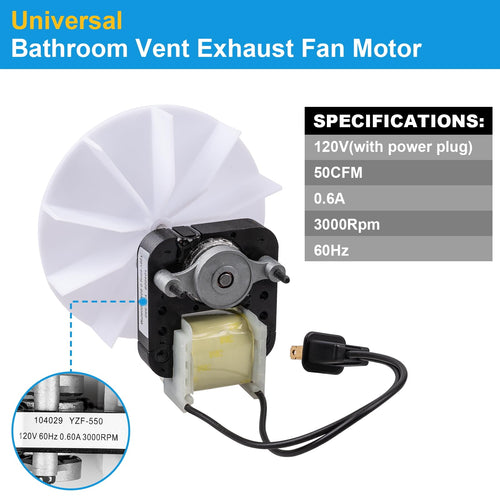 120V 50CFM Bathroom Exhaust Fan Motor with Blower Wheel R746387