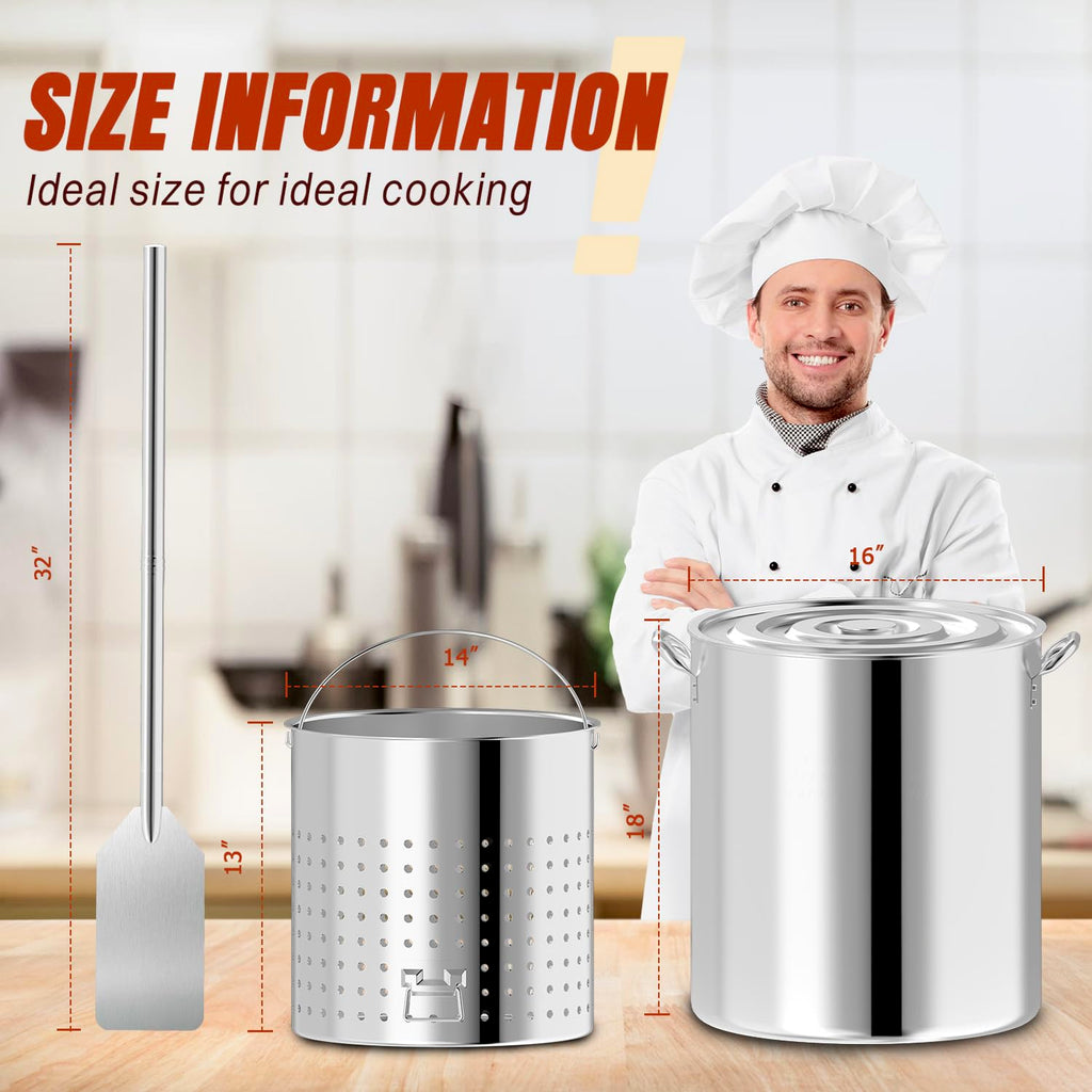 60QT Stainless Steel Stock Pot L1828