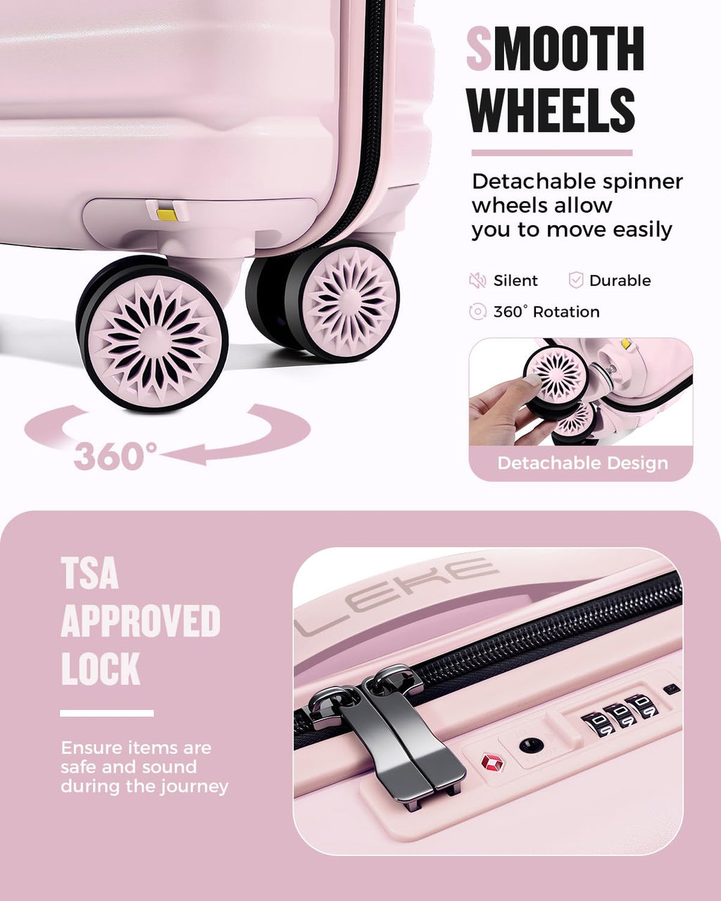 16 Inch Underseat Carry On Luggage Light Pink M9331