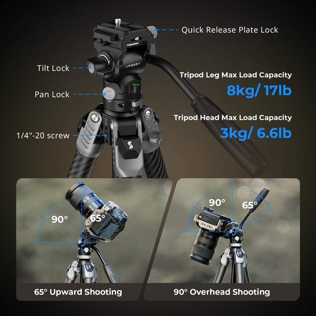Carbon Fiber Video Tripod with Fluid Head N671
