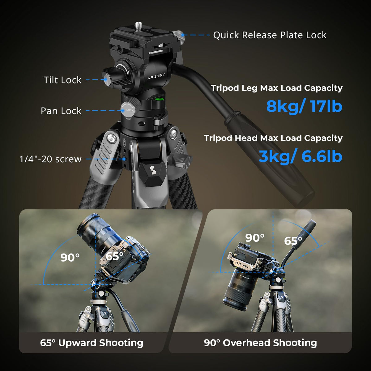 Carbon Fiber Video Tripod with Fluid Head N671