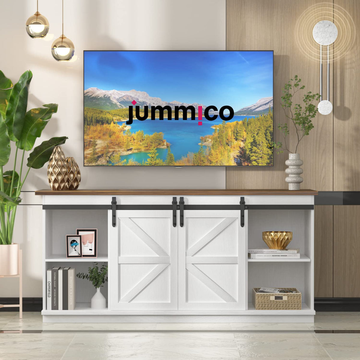 Bright White TV Stand for 65 Inch TV N856298