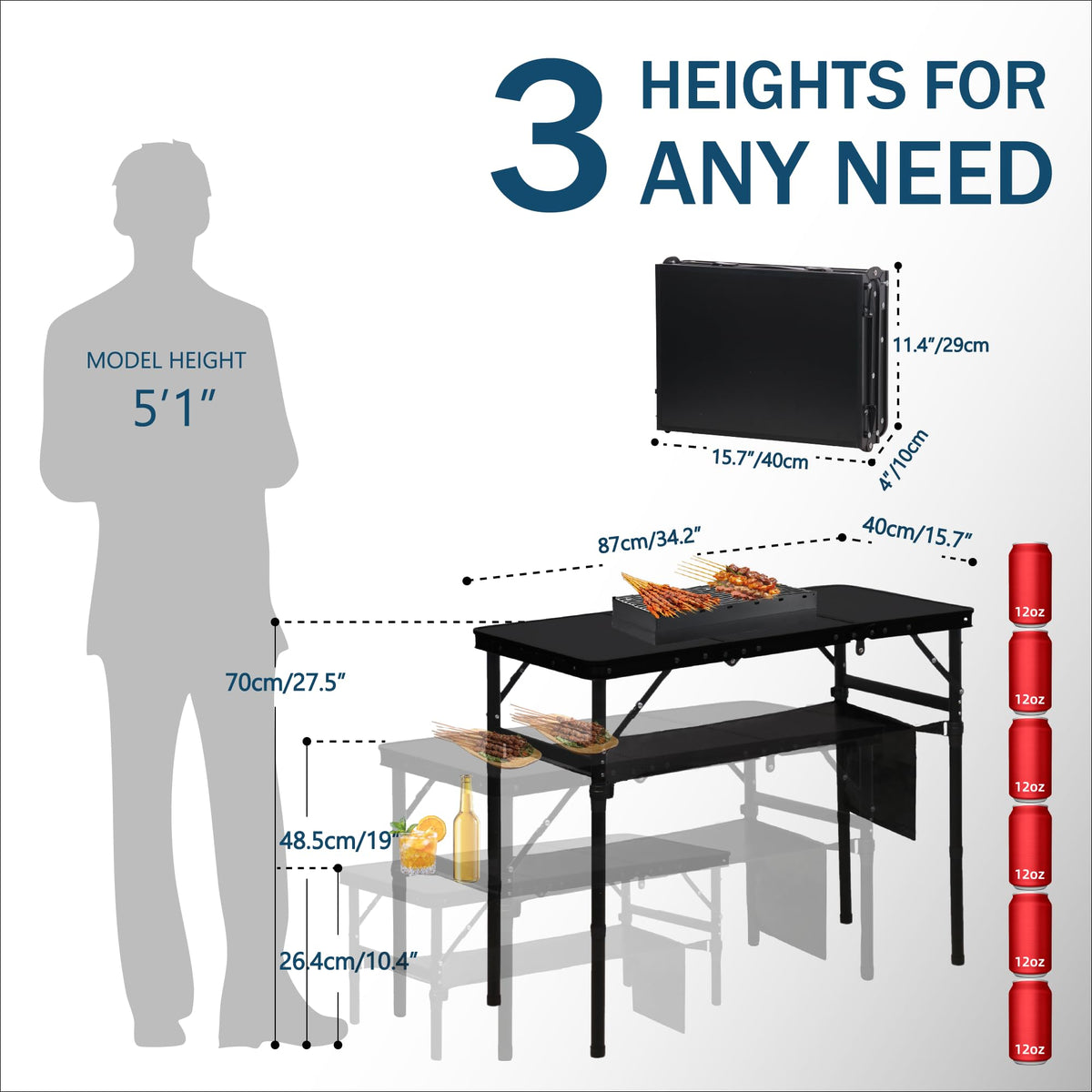 3 ft Folding Camping Table K635373