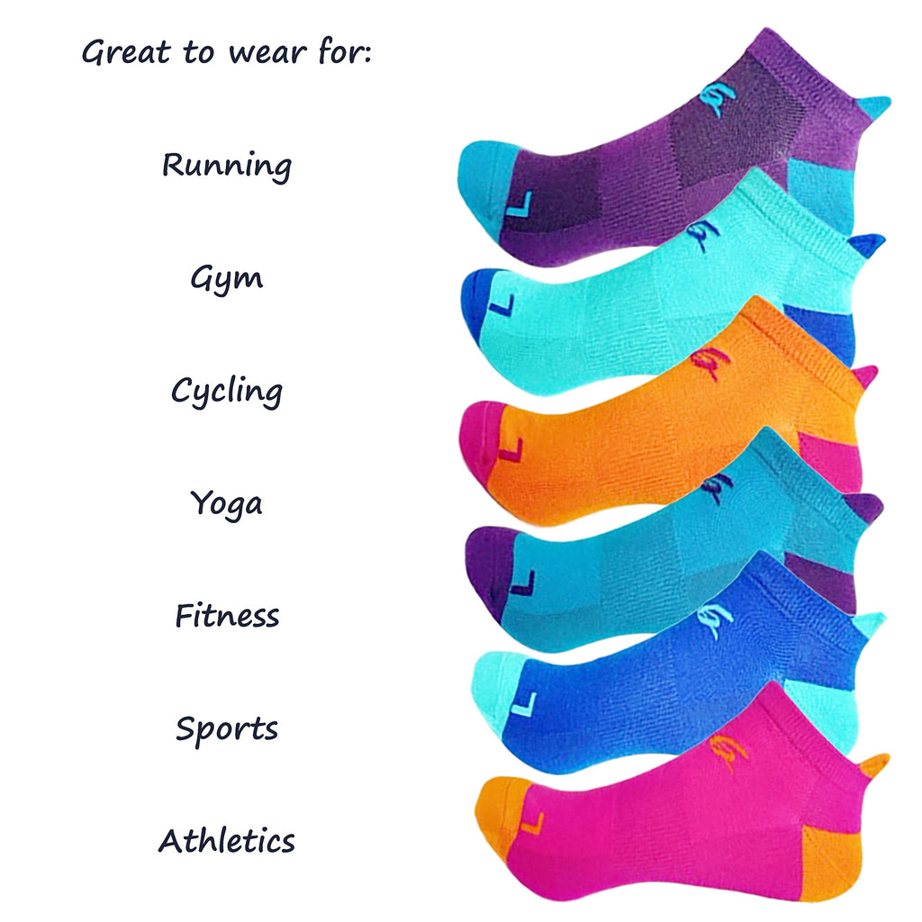 Bamboo Low Cut Running Socks for Women, Size 5-10, Pack of 6 Pairs R481
