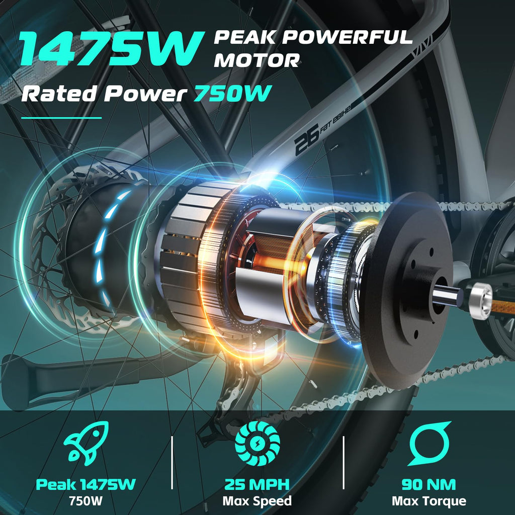Electric Bike 26 x 4.0 Fat Tire 1500W Peak Motor Z980148