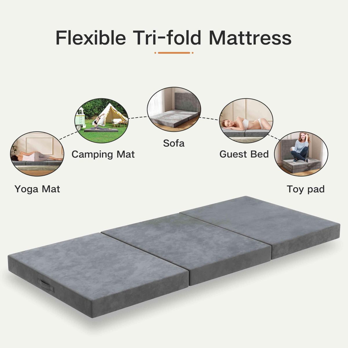 4 Inch Single Tri-Fold Mattress Topper O76503