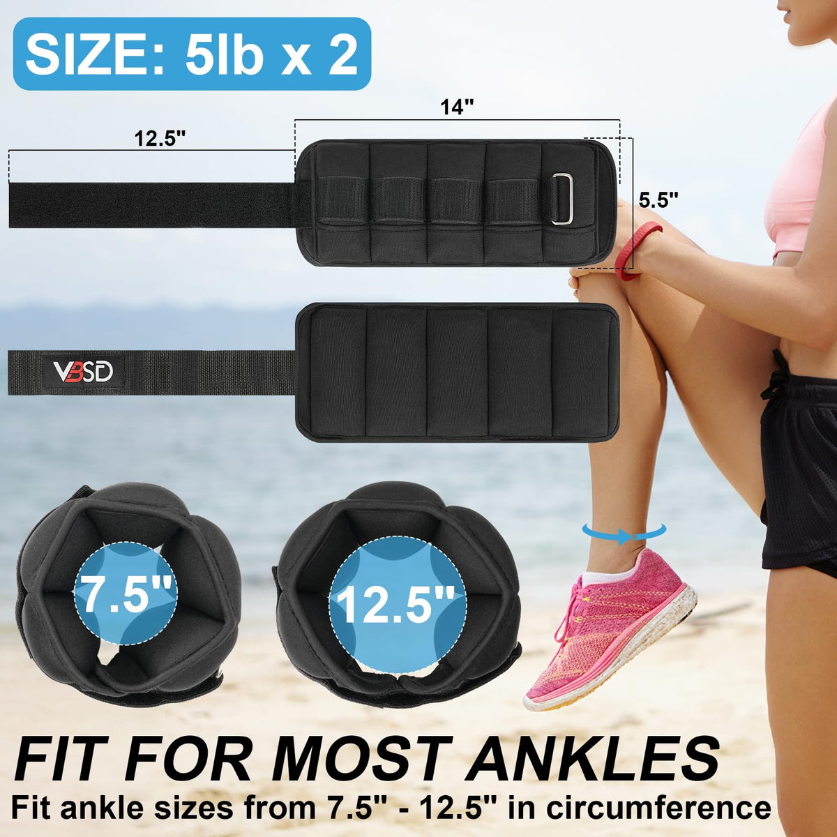 Adjustable 10lb Ankle Weights X5155