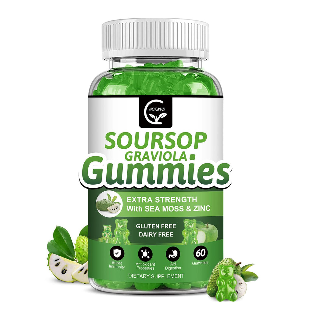 Organic Soursop Graviola Gummies 2200mg with Sea Moss Zinc Vitamin C 60 Gummies Y852871