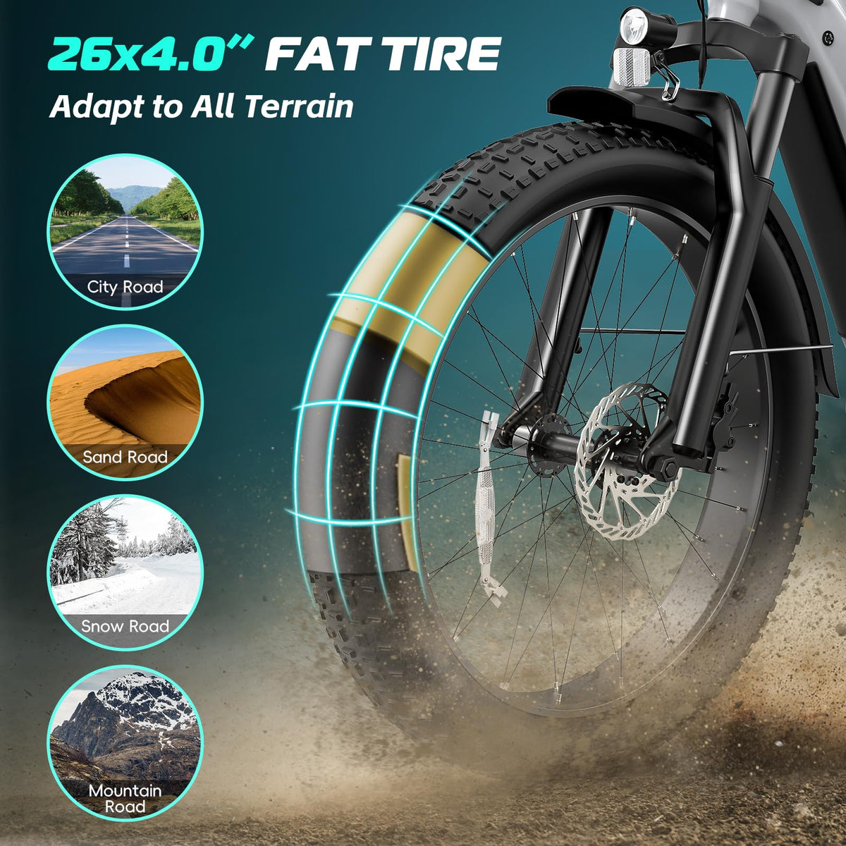 Electric Bike 26 x 4.0 Fat Tire 1500W Peak Motor Z980148