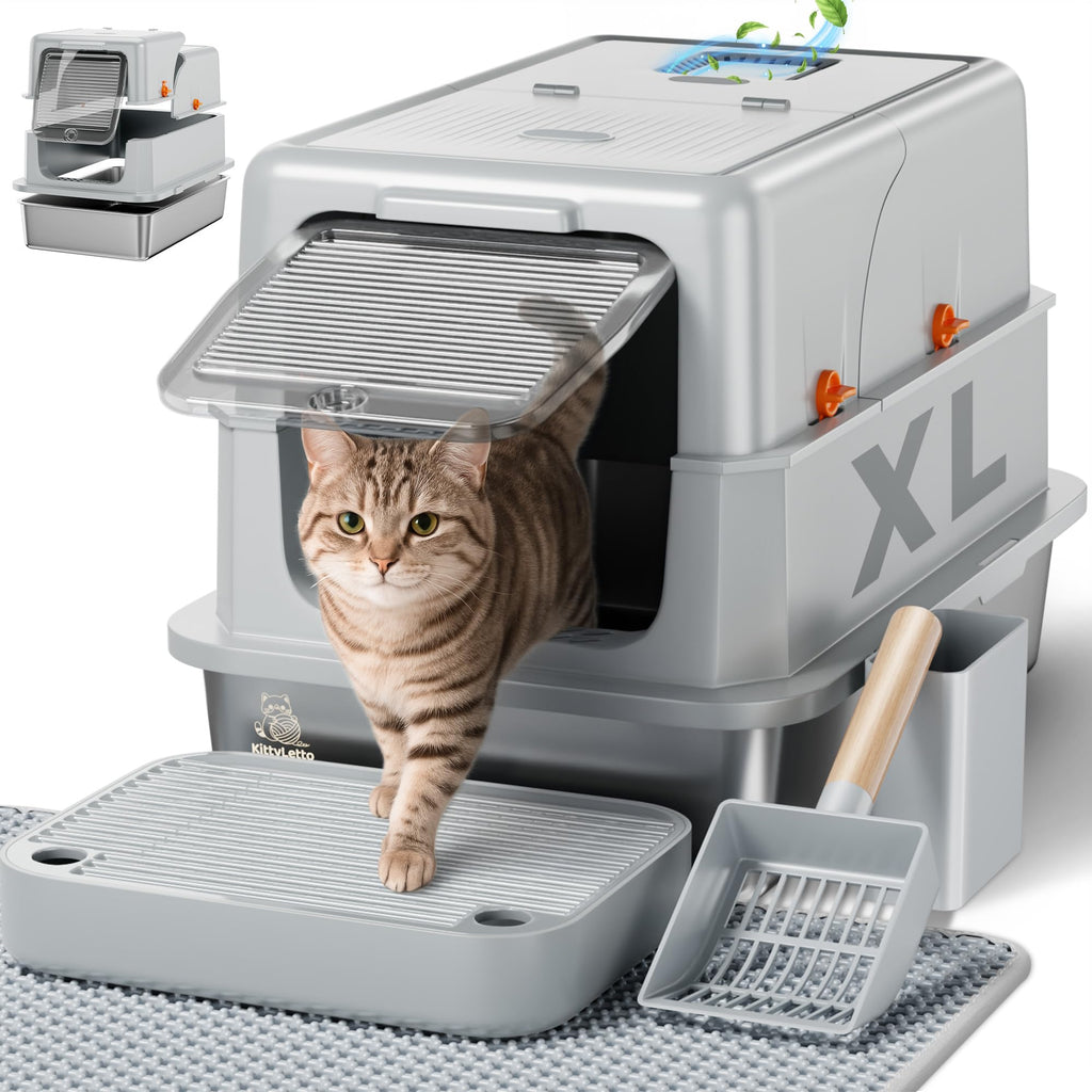 XL Stainless Steel Enclosed Litter Box with Lid J986267