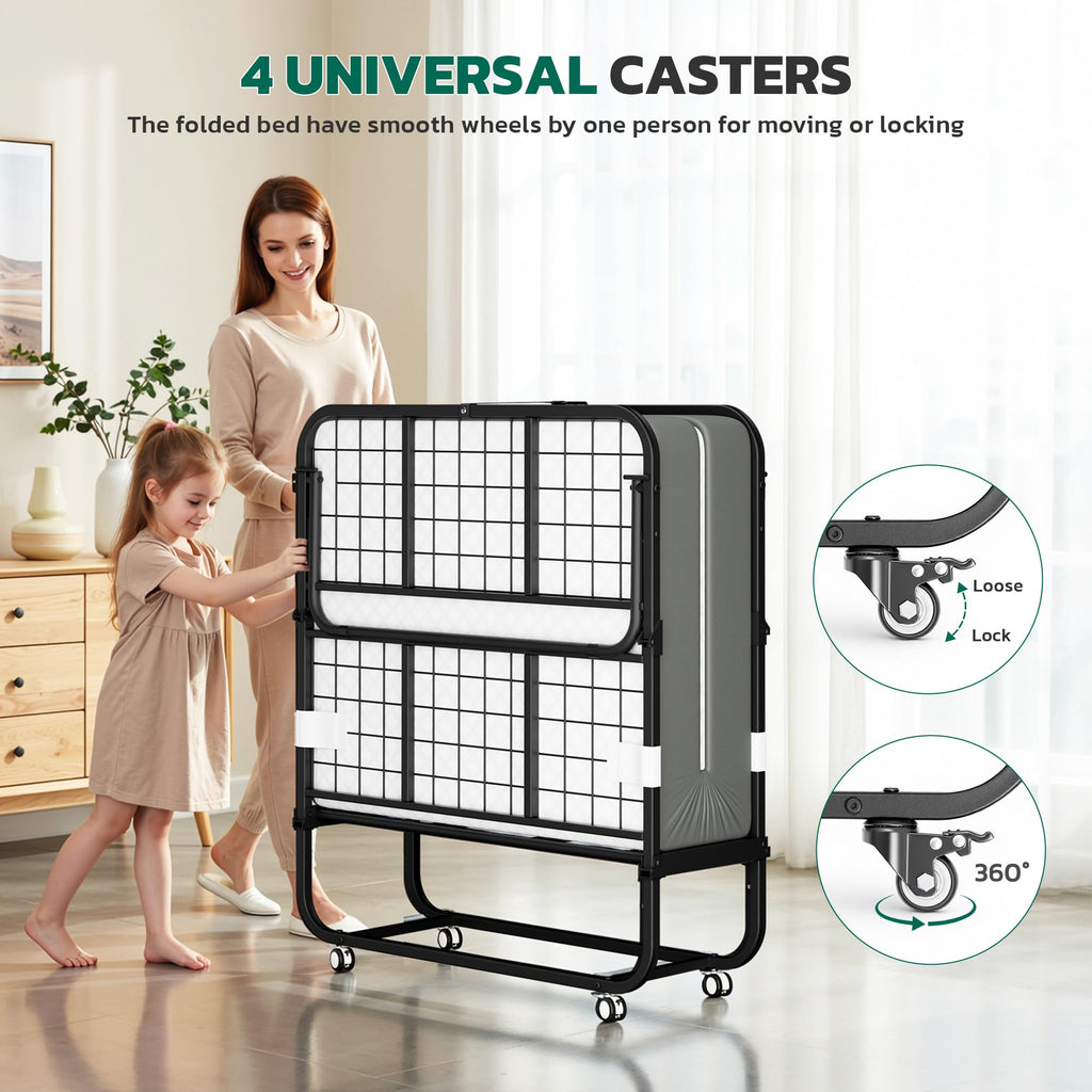 Folding Bed with 5 Inch Mattress, Twin Size M73035