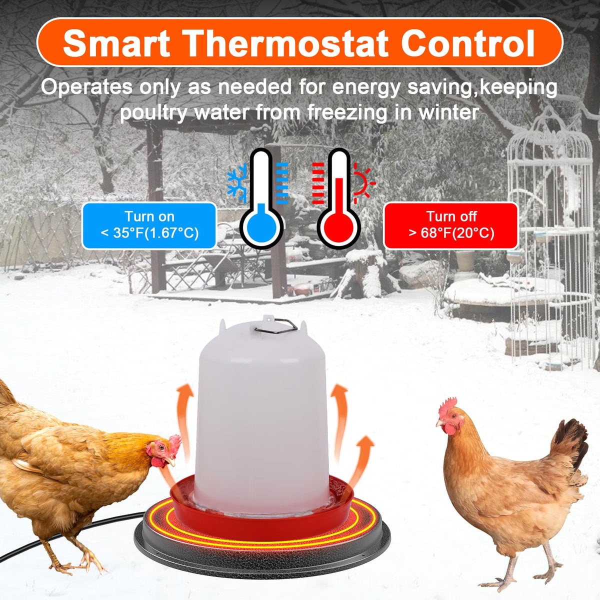 Metal Chicken Water Heater with Thermostat M453