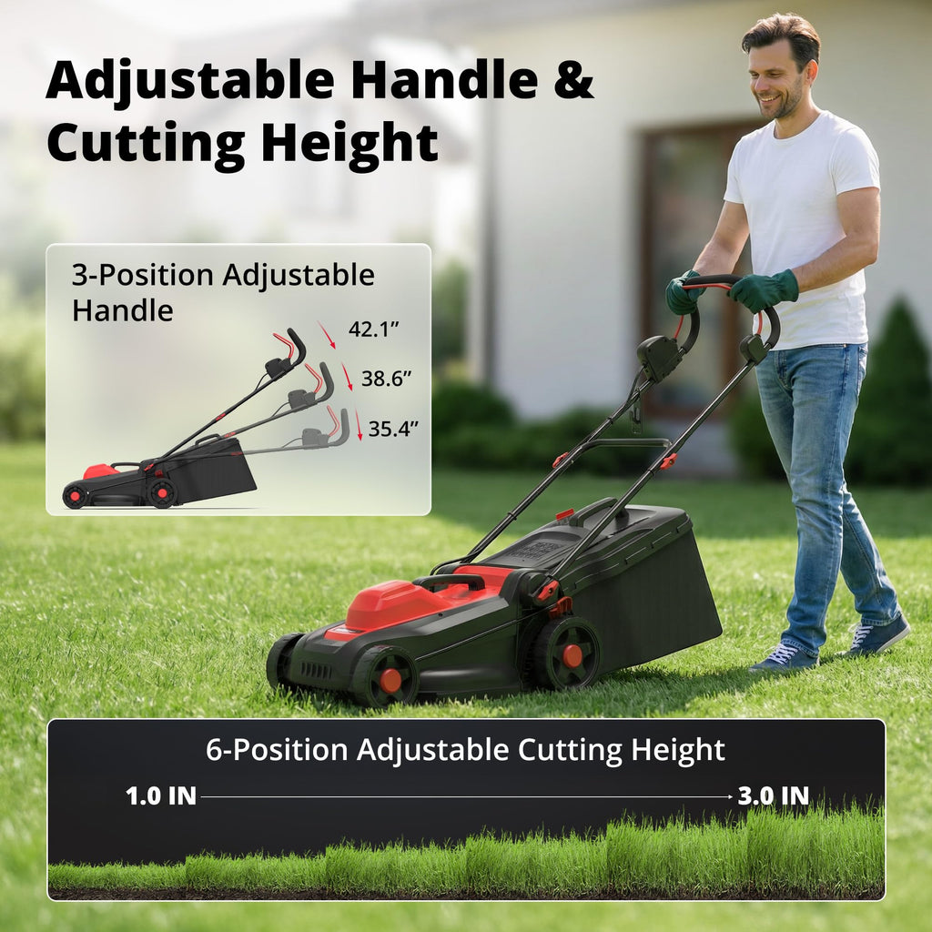 14" 2IN1 Corded Electric Lawn Mower with 10-Gallon Collection Bag S421